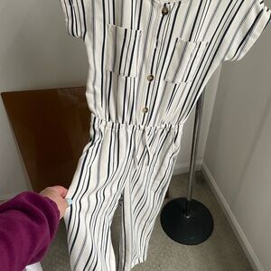 Old Navy and White Striped Jumpsuit size 8, medium.
